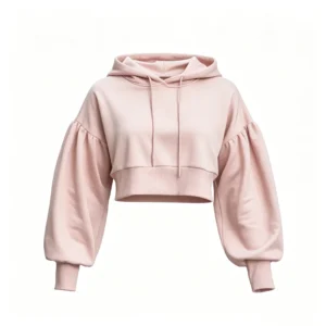 Cropped balloon sleeve hoodie
