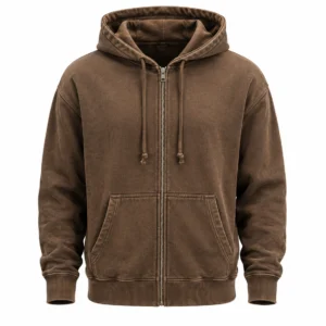 Acid wash zip-up hoodie