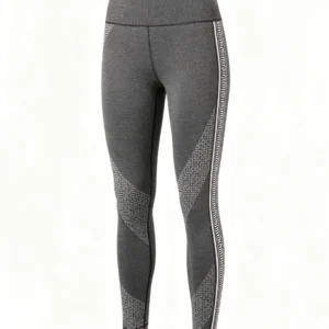 Heather grey jacquard panel seamless leggings