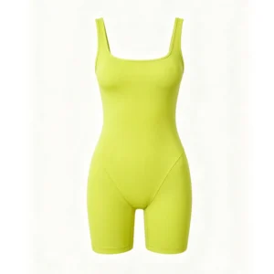 Ribbed square neck one piece Yoga short bodysuit