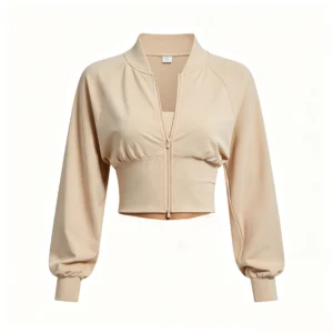 Bubble sleeve zip-up Yoga top