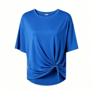 Twist front lace splice Yoga T-shirt